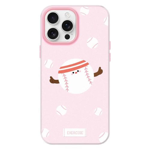 Funda híbrida TPU y Policarbonato iPhone 14 Pro Max Tacto Sedoso (Rosa Béisbol Deportivo)