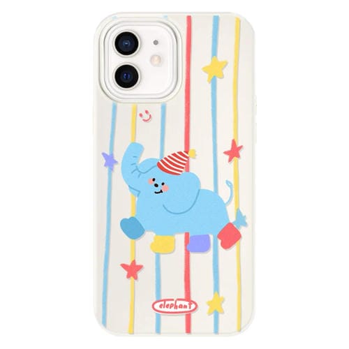 Funda híbrida TPU y PC iPhone 11 Elefante con Calcetines (Blanco)