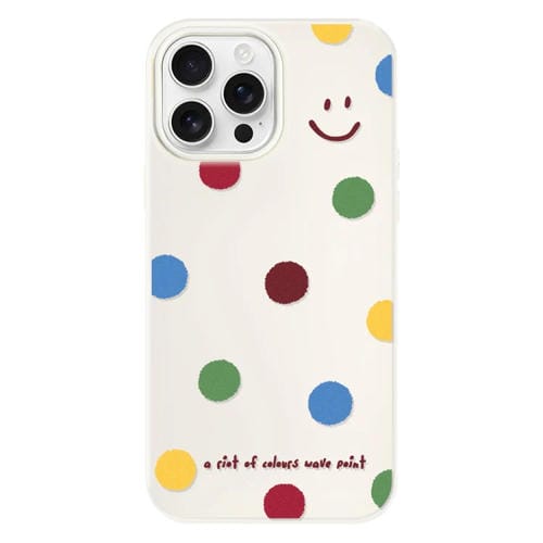 Funda híbrida TPU Policarbonato iPhone 16 Pro Max Tacto Sedoso (Sonrisa de Lunares en Blanco)
