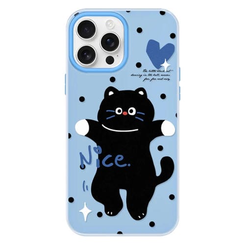 Funda híbrida TPU Policarbonato iPhone 15 Pro Max con Tacto Sedoso (Gato Bailarín Azul)