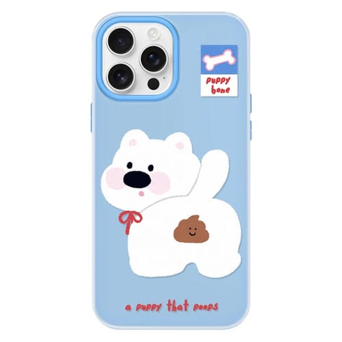 Funda híbrida TPU y Policarbonato iPhone 11 Pro Max Cachorro Haciendo Caca (Azul)