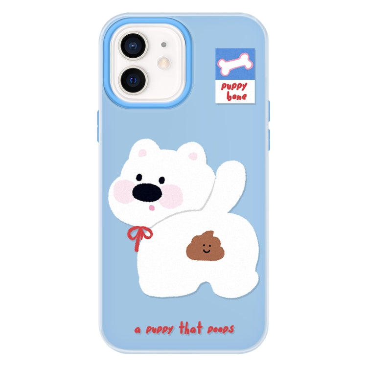 Funda híbrida TPU y Policarbonato iPhone 11 Cachorro Haciendo Caca (Azul)