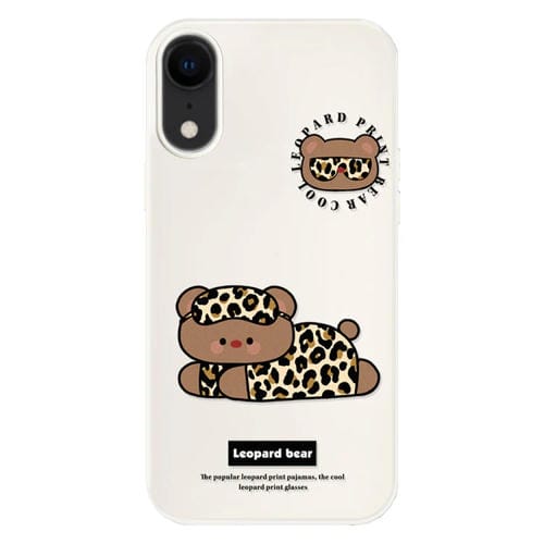 Funda híbrida TPU y Policarbonato iPhone Xr Tacto Sedoso (Oso Leopardo Blanco)