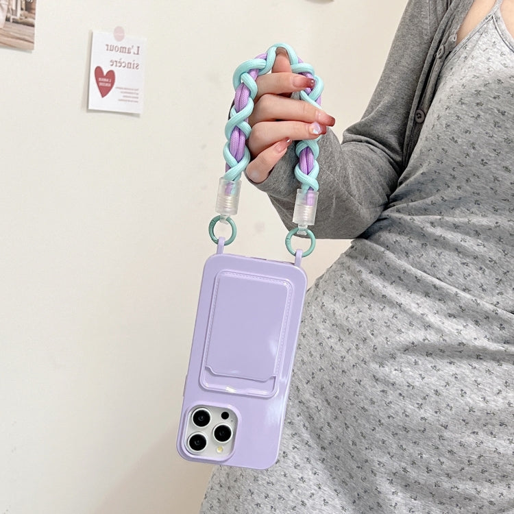 Estuche para Teléfono Dopamina iPhone 16 Pro con Ranura para Tarjeta y Cordón (Morado)