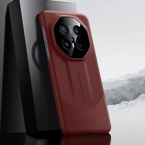 Funda de Cuero Híbrida Huawei Mate 70 Pro con Diseño Imitación PC (Rojo)