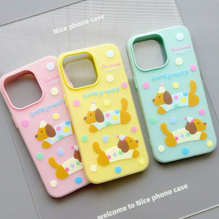 Funda híbrida TPU y PC para iPhone 14 con diseño Conejo para escuchar música (Verde Claro)