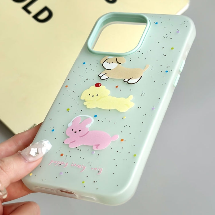 Funda híbrida TPU y PC iPhone 14 Bread Line Dog Función protección (Negra)
