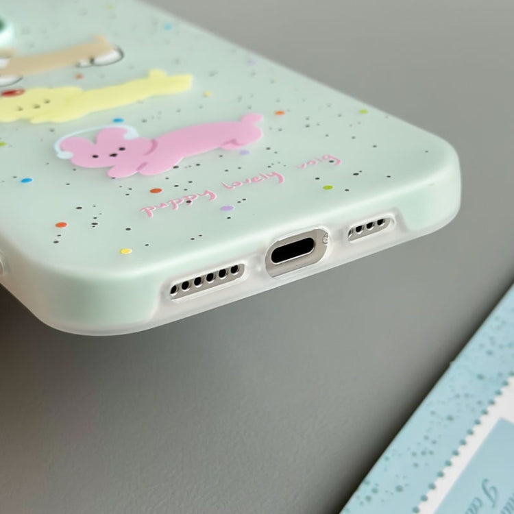 Funda híbrida TPU y PC iPhone 14 Bread Line Dog Función protección (Negra)