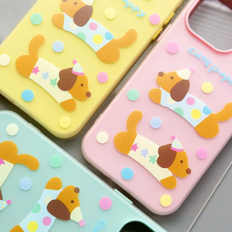 Funda híbrida TPU y PC iPhone 14 Bread Line Dog Función protección (Negra)