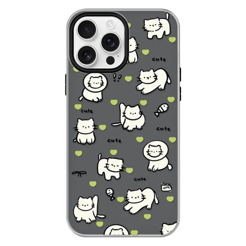 Funda híbrida TPU y PC iPhone 13 Pro con Tacto de Piel (Corazón Verde, Gato, Negro)