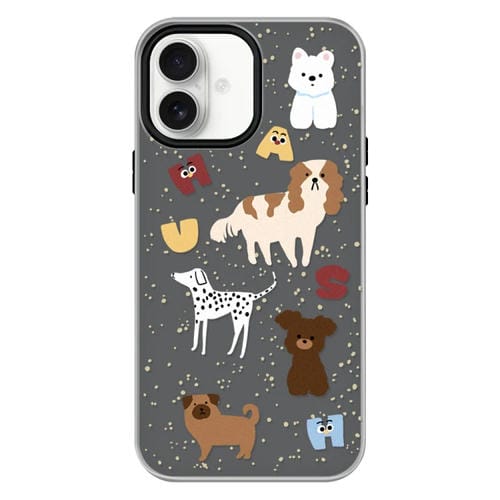 Funda híbrida TPU y Policarbonato iPhone 16 Plus Cachorro Inglés (Negro)