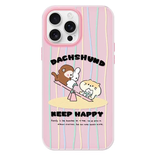 Funda híbrida TPU Policarbonato iPhone 14 Pro Tacto Gelatina (Seesaw Animal Pink)