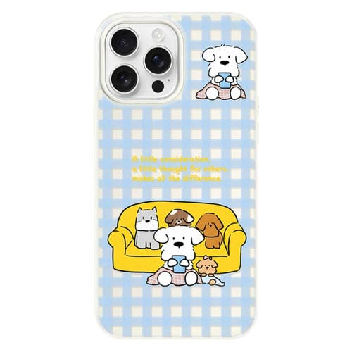 Funda híbrida TPU y PC iPhone 14 Pro Max Familia de Perros (Blanco)