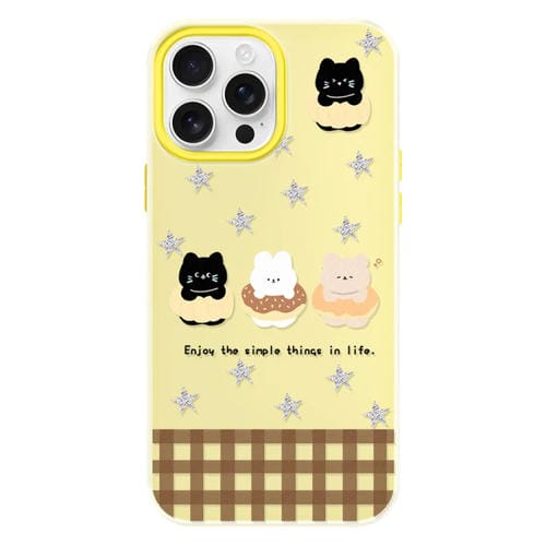 Funda híbrida TPU y PC con tacto de piel para iPhone 13 Pro (Animal Estrella Amarillo)