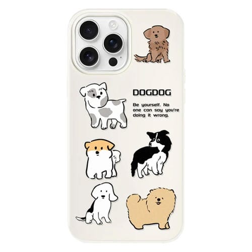 Funda híbrida TPU y PC iPhone 12 Pro Tacto Gelatina Cachorro Raza Múltiple (Blanco)