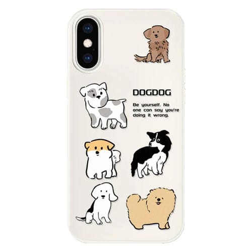 Funda híbrida TPU Policarbonato iPhone X/Xs Cachorro Razas Múltiples (Blanco)