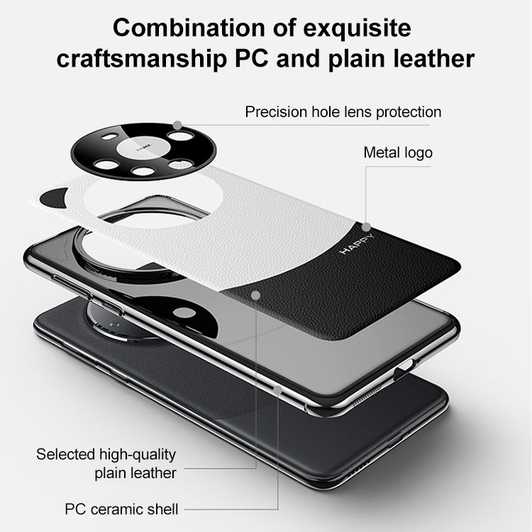 Funda de Cuero Huawei Mate 60 Pro Panda 2 para Teléfono (Negro y Blanco)