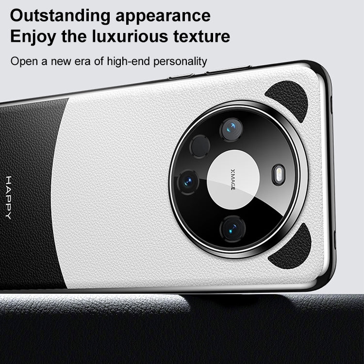 Funda de Cuero Huawei Mate 60 Pro Panda 2 para Teléfono (Negro y Blanco)