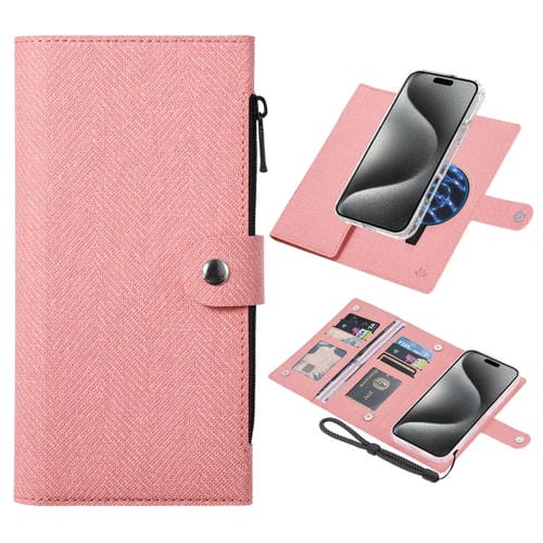 Funda de Cuero Vili Gbs-C Series para iPhone 15 Pro Max con Tapa Magnética Rfid Magsafe (Rosa)