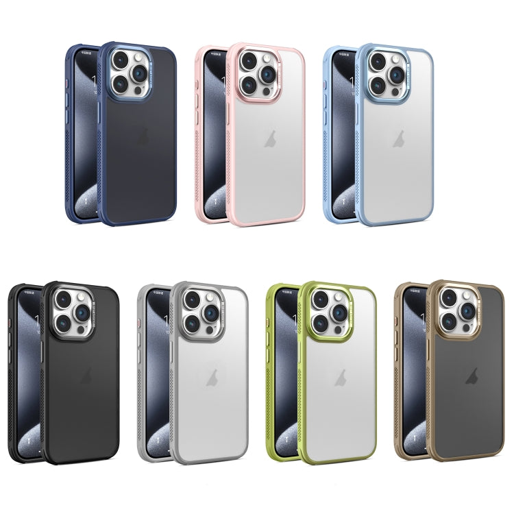 Estuche para teléfono iPhone 13 Pro marco Lente metal esmerilado sensación piel enfriamiento lateral (Rosa)