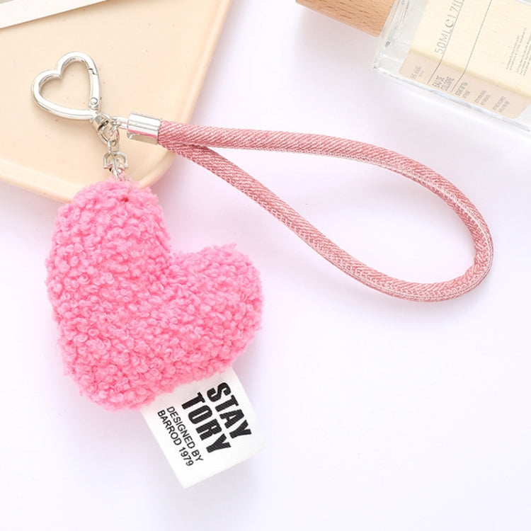 Llavero Corazón Peluche Lana Sintética para Teléfono Móvil (Rosa)