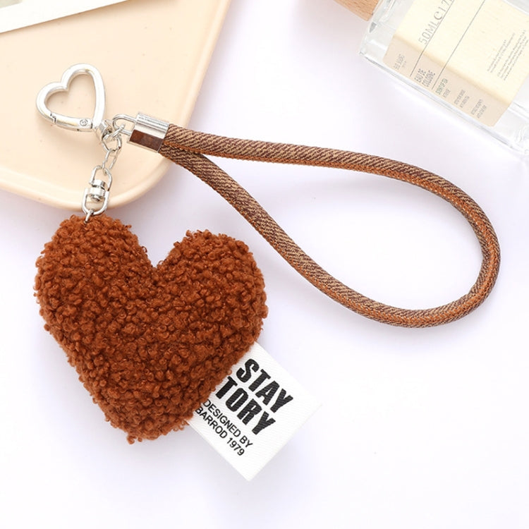 Llavero Corazón Peluche Lana Sintética para Teléfono Móvil (Café)