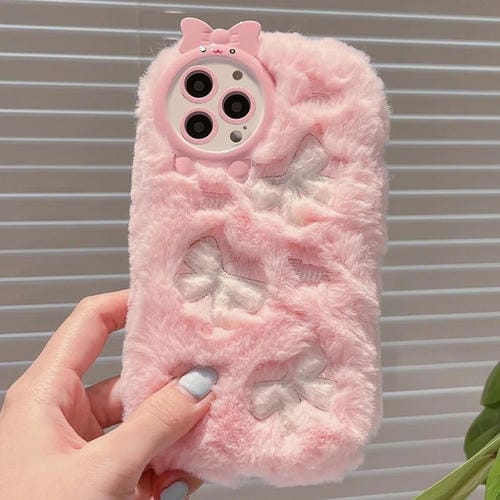 Funda TPU Bordada Felpa para iPhone 13 Pro Max (Lazo de Base)