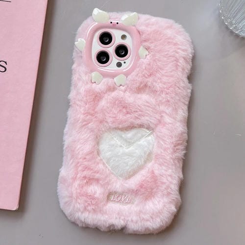 Funda TPU con Bordado de Felpa para iPhone 13 Pro (Corazón de Base)