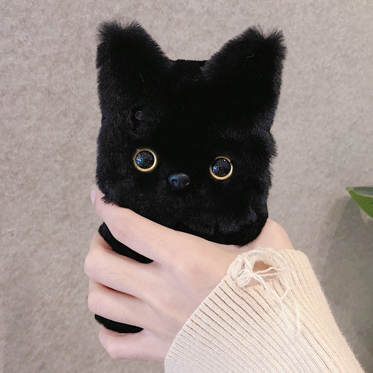 Funda para Teléfono iPhone 15 Pro Cobertura Total 3D Diseño Gato de Peluche (Negra)