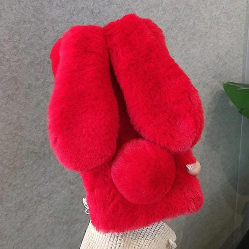 Funda para teléfono iPhone 14 Pro Max cobertura total conejo orejas largas 3D (Rojo)