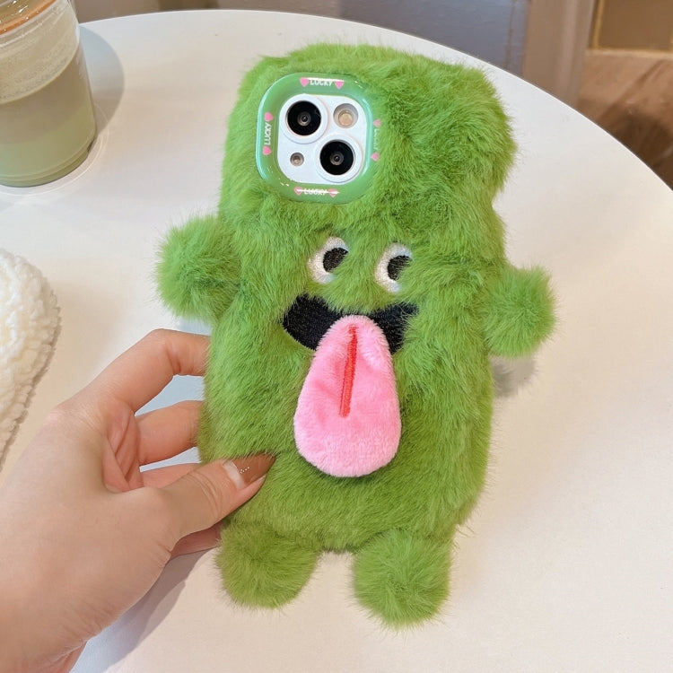 Funda de Teléfono iPhone 15 Plus Diseño Monstruo Lengua Larga Magnética 3D (Verde)