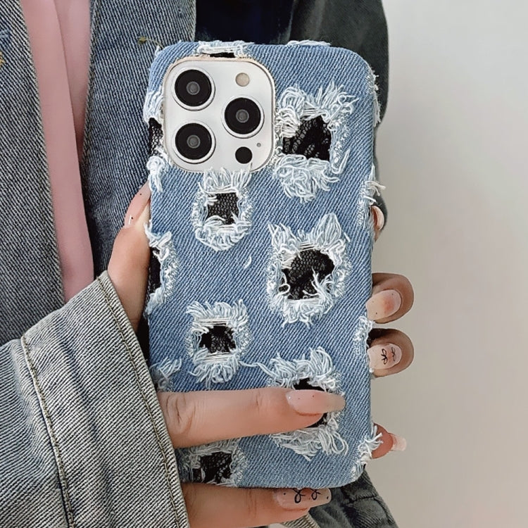 Funda para iPhone 11 de Pu con Múltiples Agujeros y Encaje (Negro)