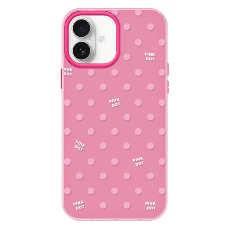 Funda híbrida TPU Policarbonato iPhone 16 Lunares Rosa y Rojo