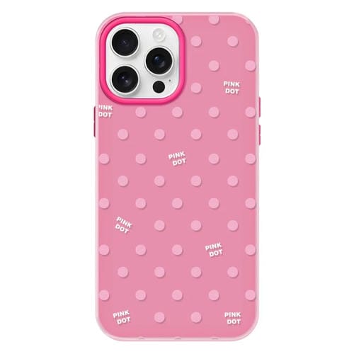 Funda híbrida TPU y PC iPhone 15 Pro con Tacto Sedoso y Gelatinoso (Lunares Rosa y Rojo)