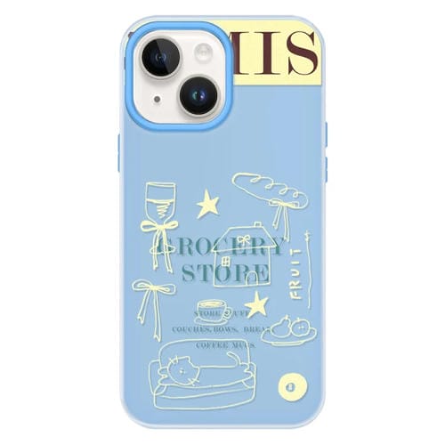 Funda híbrida TPU y PC Shop Line para iPhone 14 Plus (Draft Blue)
