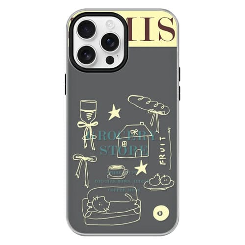 Funda híbrida TPU y PC Shop Line Draft para iPhone 13 Pro Max (Negro)