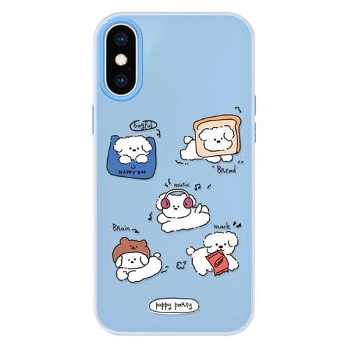 Funda híbrida TPU y Policarbonato iPhone Xs Max Tacto Sedoso (Fiesta de Cachorros)
