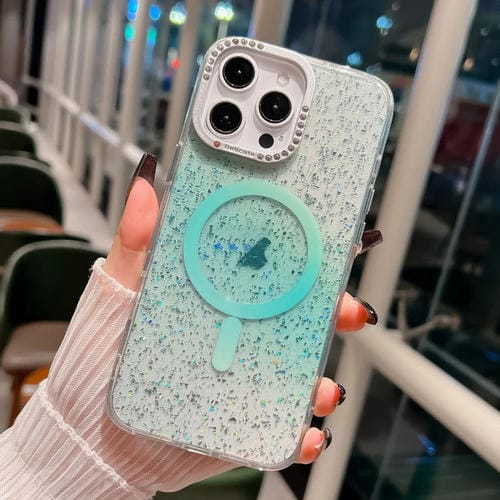 Estuche para Teléfono Blink Series con Marco de Lente de Metal Magsafe y Imán IMD para iPhone 14 Pro Max (Verde Azulado Oscuro)