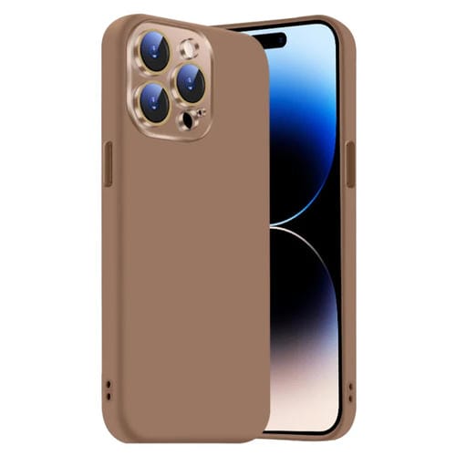Funda de Silicona Líquida para iPhone 14 Pro Max con NanoLente (Dorado del Desierto)