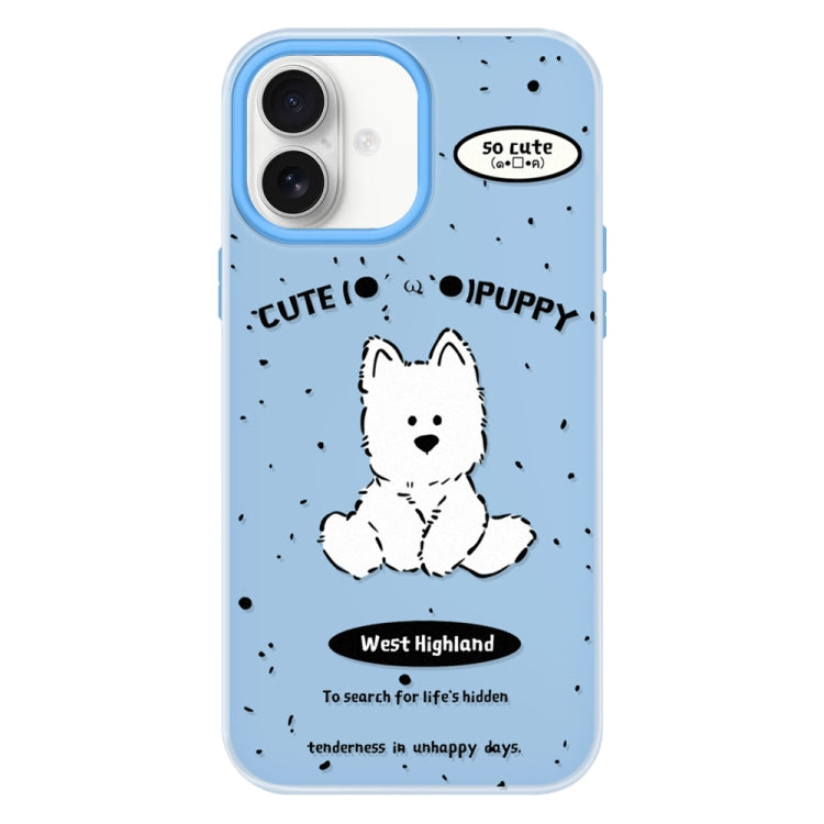 Funda híbrida TPU Policarbonato iPhone 16 Plus Tacto sedoso (Azul Perro)