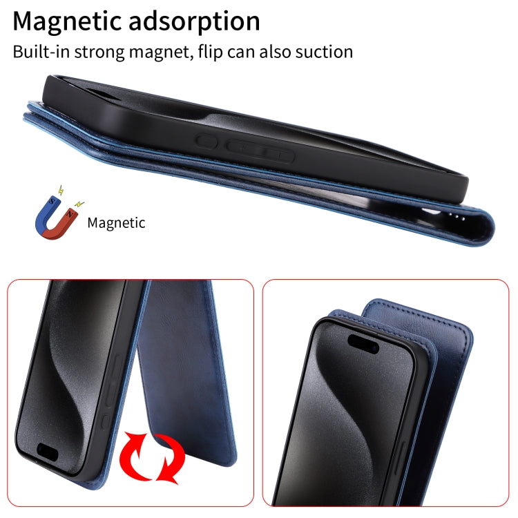 Funda de Cuero Magnética con Tapa Vertical para Teléfono TCL 503 (Azul)