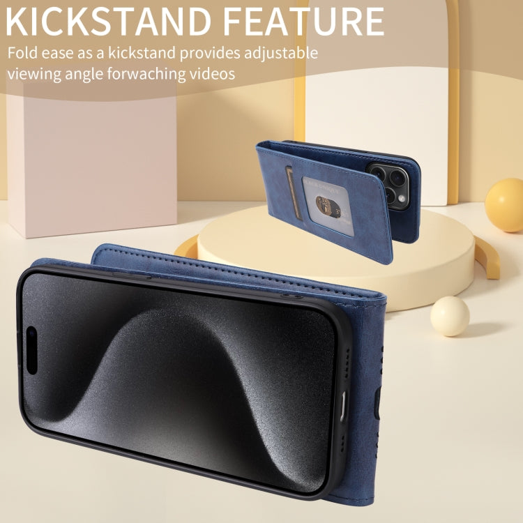 Funda de Cuero Magnética con Tapa Vertical para Teléfono TCL 503 (Azul)