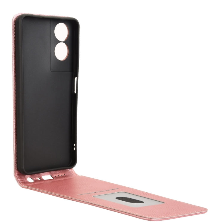 Funda de Cuero con Tapa Vertical Magnética para Teléfono TCL 505 4G (Oro Rosa)