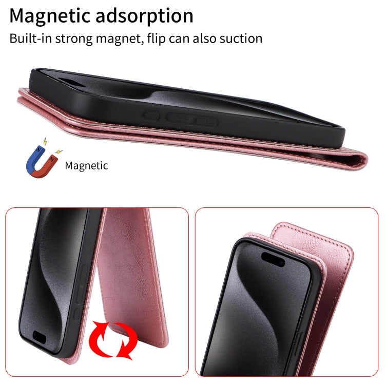Funda de Cuero con Tapa Vertical Magnética para Teléfono TCL 505 4G (Oro Rosa)