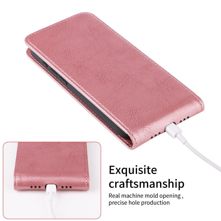 Funda de Cuero con Tapa Vertical Magnética para Teléfono TCL 505 4G (Oro Rosa)