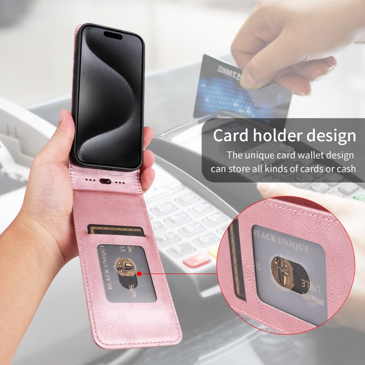Funda de Cuero con Tapa Vertical Magnética para Teléfono TCL 505 4G (Oro Rosa)