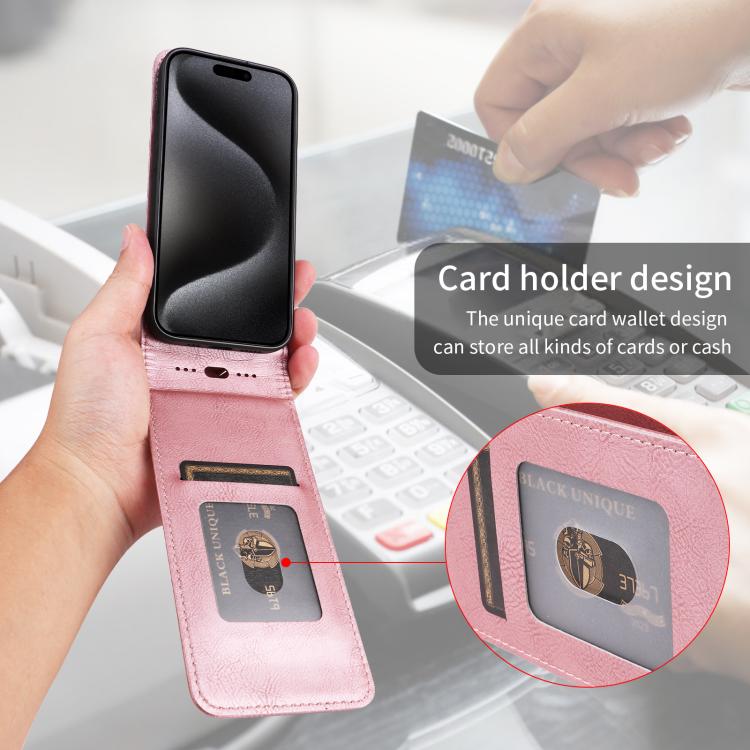 Funda Cuero con Tapa Vertical Magnética para Huawei Pura 70 Pro 5G/70 Pro+ 5G (Oro Rosa)