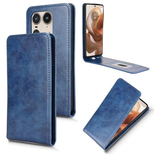 Funda de Cuero con Tapa Vertical Magnética para Motorola Edge 50 Ultra 5G (Azul)