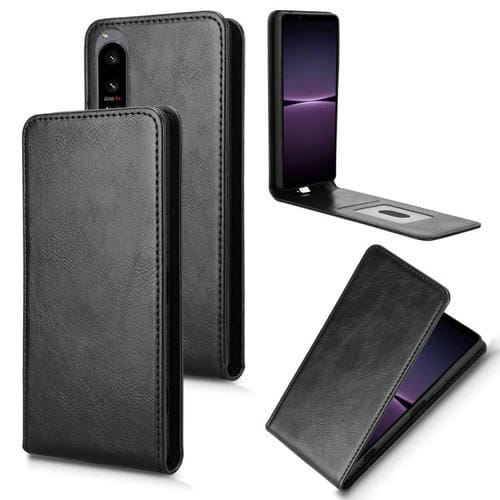 Funda de Cuero Magnética con Tapa Vertical para Sony Xperia 1 Iv (Negra)