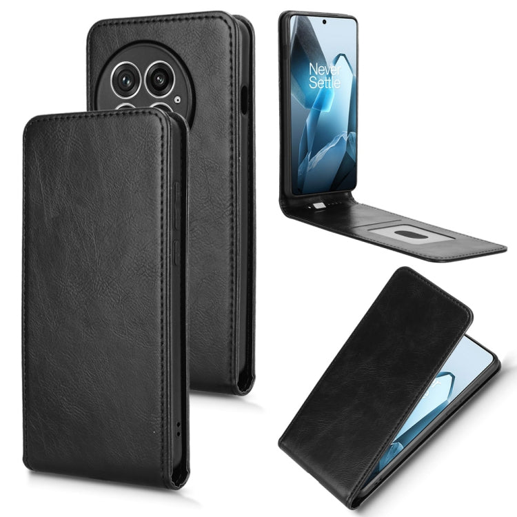 Funda de Cuero con Tapa Vertical Magnética para OnePlus 13 (Negra)